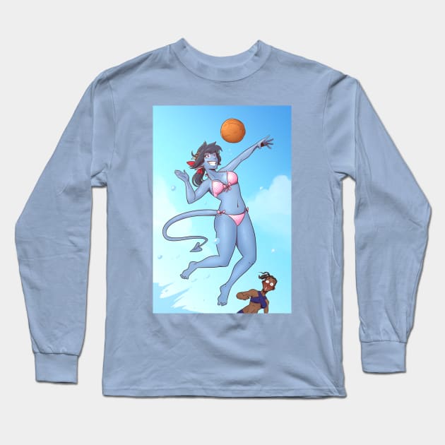 Blue Tiefling Volleyball Long Sleeve T-Shirt by Viktormon